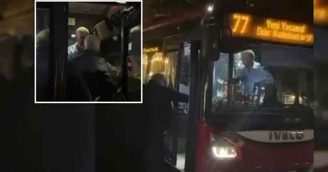 77 nömrəli avtobusda dava Sərnişin sürücüyə hücum etdi
