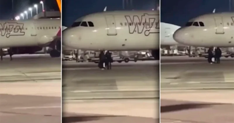 Əl yelləyərək təyyarəni saxlatmaq istədilər Video