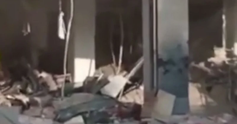 Partlayışın baş verdiyi bina hazırda bu vəziyyətdədir VİDEO