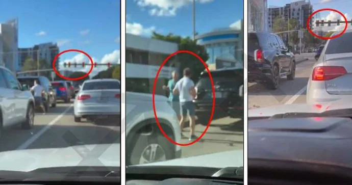 Qırmızı işıq yananda davaya başlayan sürücülər yaşılda barışdılar VİDEO