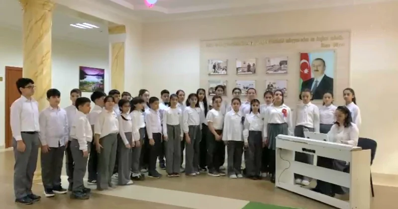 Gimnaziyada Prezident İlham Əliyevə həsr olunmuş mahnı ifa edilib VİDEO