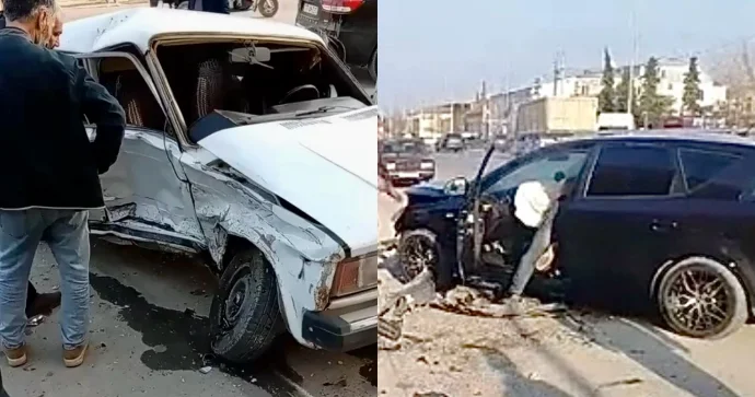 Kürdəmirdə “KIA” ilə toqquşan “VAZ” yararsız hala düşdü VİDEO