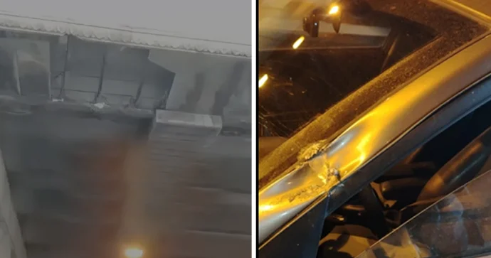 Tuneldən qopan daş parçaları avtomobilə ziyan vurdu VİDEO