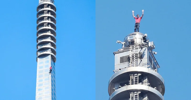 Amerikalı idmançı heç bir sığorta vasitəsi olmadan 500 metrlik göydələnə dırmanıb