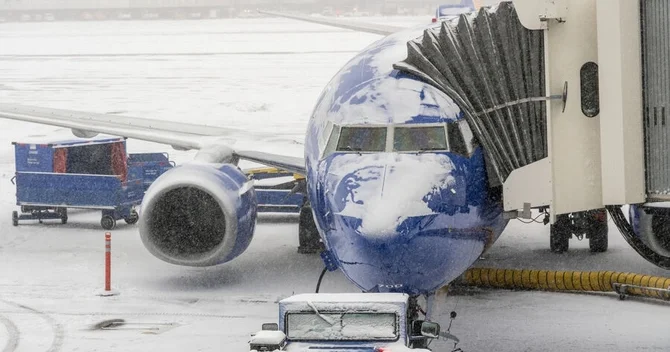 ABŞ də buz fırtınası səbəbindən 10 min uçuş təxirə salınıb