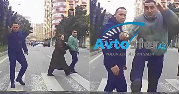 Bakıda piyada sürücüyə hirslənib maşının üstünə dırmaşdı REAL VİDEO