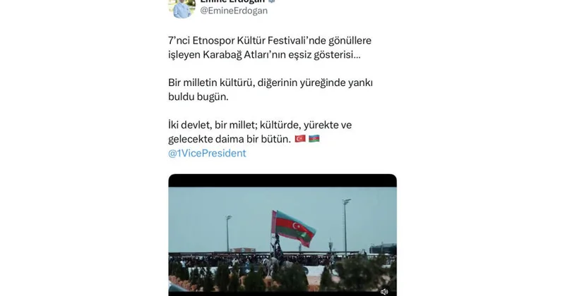 “Bir millət, iki dövlət” daim bir, bütöv Əminə Ərdoğan
