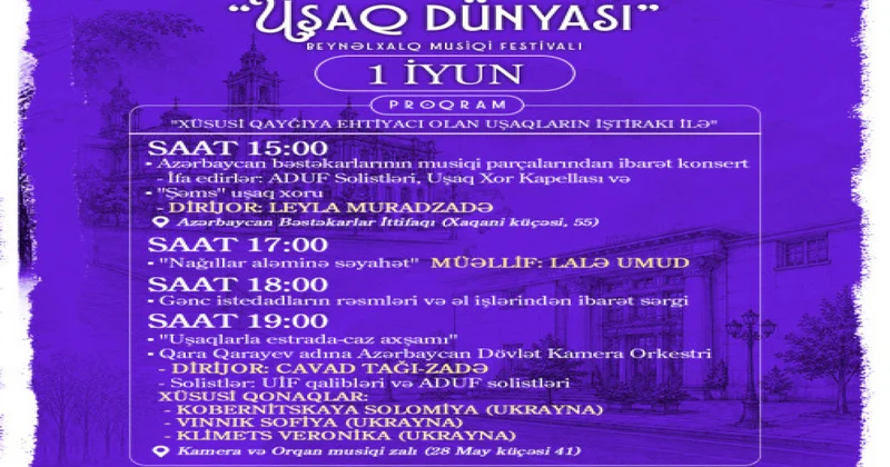 Bakıda “Uşaq dünyası” Beynəlxalq Musiqi Festivalı təşkil olunacaq