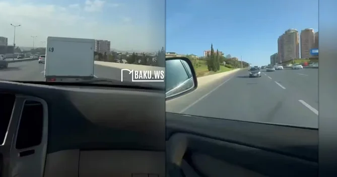 Bakı Sumqayıt magistralında qəfl maşını döndərib DAYANDI