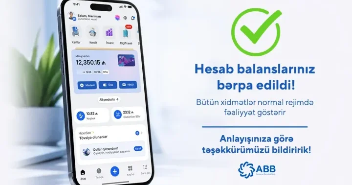 Müştərilərin hesab balansları bərpa edildi ABB DƏN YENİ AÇIQLAMA