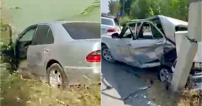 Toqquşan maşınlardan biri kanala düşdü, digəri əzik əzik oldu VİDEO
