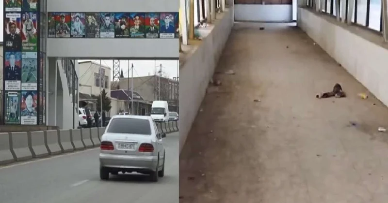 Şəhidlərin şəkilləri olan keçiddə biabırçılıq... VİDEO