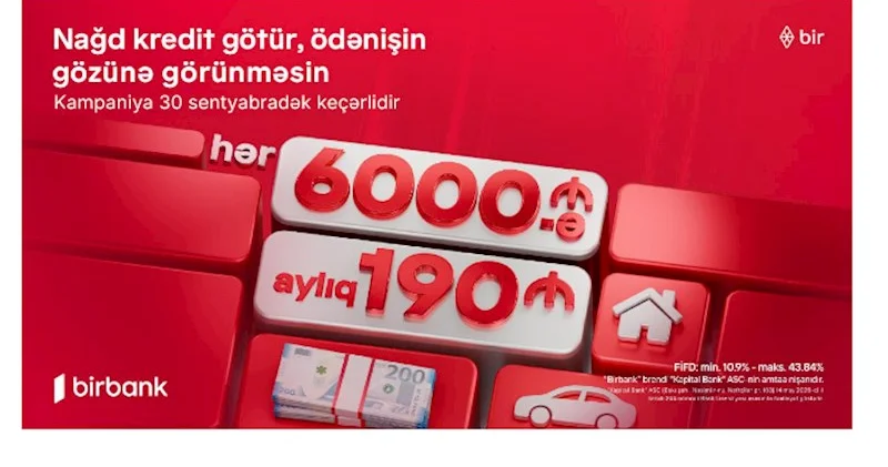 Kapital Bank dan yeni kredit kampaniyası: 6000 AZN götür, aylıq 190 AZN ödə