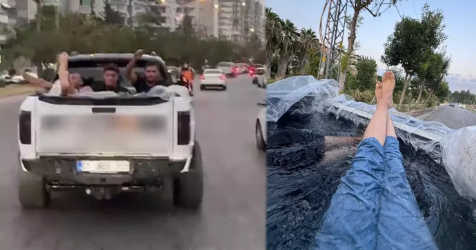 Maşının kuzovunu hovuza çevirib yola çıxan sürücüyə 60000 cərimə yazıldı VİDEO