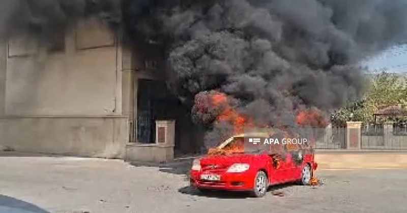 Yevlaxda yanacaqdoldurma məntəqəsində yanğın olub FOTO
