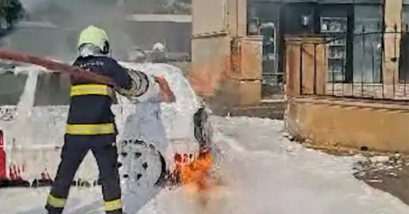 Yevlaxda “Toyota” yandı Video Foto Yenilənib