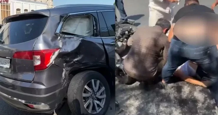Motosiklet maşına necə dəydisə, sürücü öldü YEVLAXDA