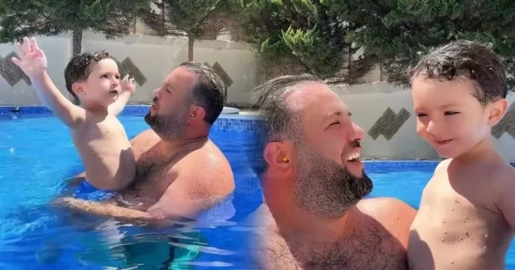Elnurun oğlu ilə hovuz keyfi Video