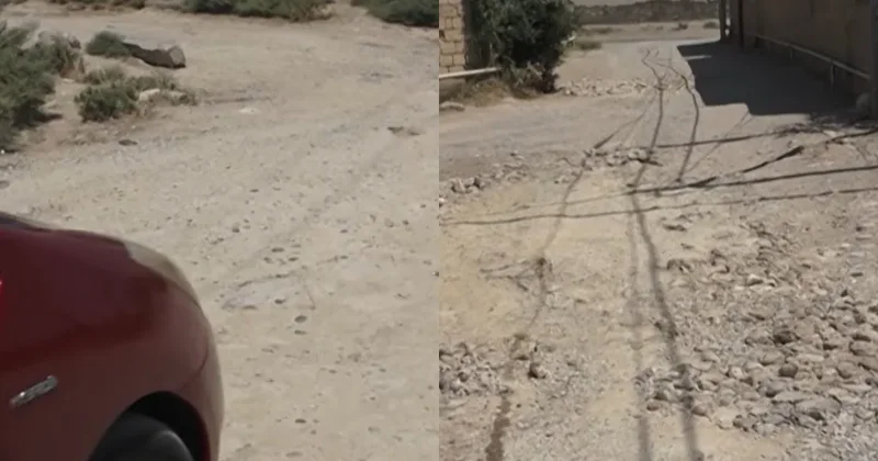 Yol 60 cı illərdə çəkilib, baxan yoxdur Qobustan sakinləri çətin vəziyyətdə qalıblar VİDEO