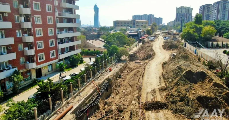 Bakıdakı yeni yolun inşasından GÖRÜNTÜLƏR
