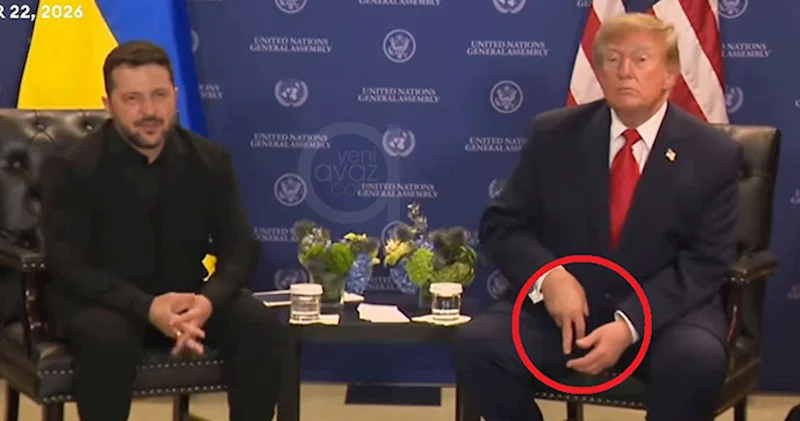 Tramp Zelenskinin əlini sıxdıqdan sonra əli ilə “gizli mesaj” ötürüb? Video