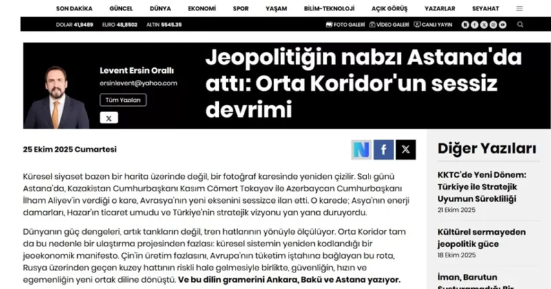 Турецкий эксперт: Грамматику нового языка геоэкономики пишут сегодня Баку, Астана и Анкара