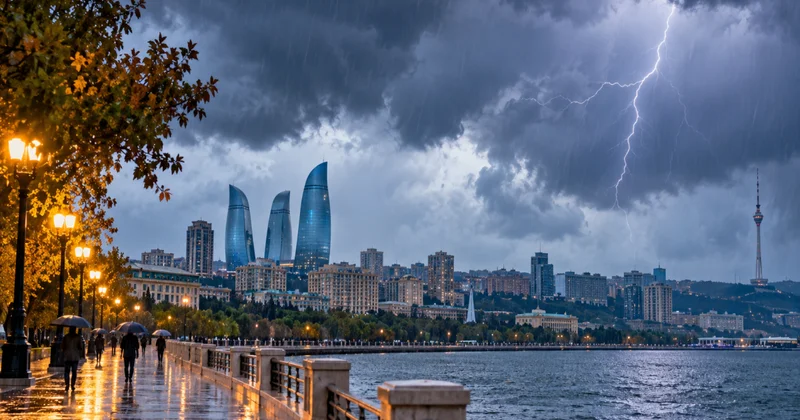 Sabah Bakıda yağış yağacağı, şimşək çaxacağı gözlənilir PROQNOZ
