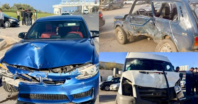 Buzovnada zəncirvari qəza: Üç maşın toqquşdu VİDEO