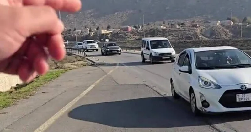 Bakıda yolda təhlükəli vəziyyət Qəza riski var VİDEO
