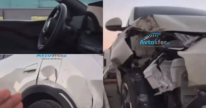 “BYD” ilə ağır qəzaya düşdü; hava yastıqları AÇILMADI VİDEO