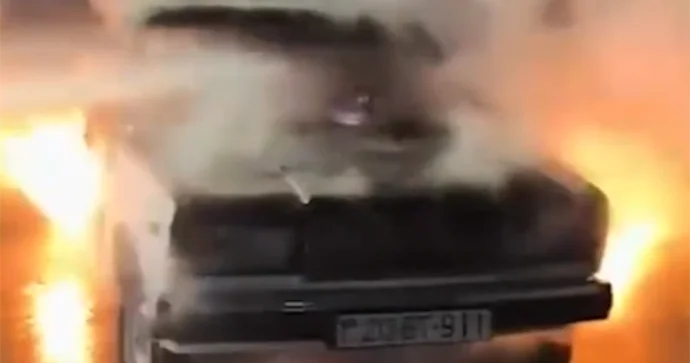 Təmir sexi avtomobillə birlikdə yandı Hadisə yerindən GÖRÜNTÜLƏR VİDEO