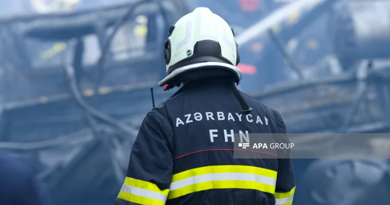 Bakıda təmir sexində yanğın olub, avtomobil yanıb VİDEO