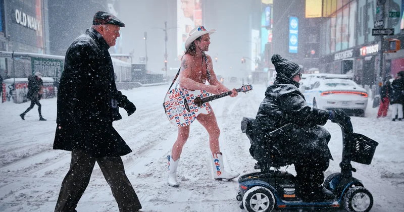 Nyu Yorkdan maraqlı qar Fotoları