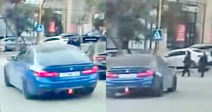 Sürəti aşan “BMW” sürücüsü keçiddən keçən qadınlara qorxulu anlar yaşatdı ANBAAN VİDEO