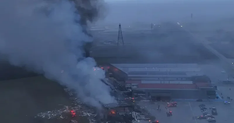 Yunanıstanda fabrikdə güclü yanğın olub İtkin düşənlər var