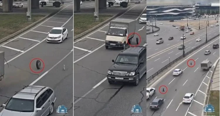 Paytaxtda yük avtomobili qəfildən dağıldı VİDEO KONKRET