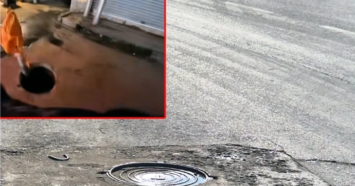 Sürücülərin kabusuna çevrilən kanalizasiya lükləri: Bir küçə, onlarla təhlükə FOTO VİDEO