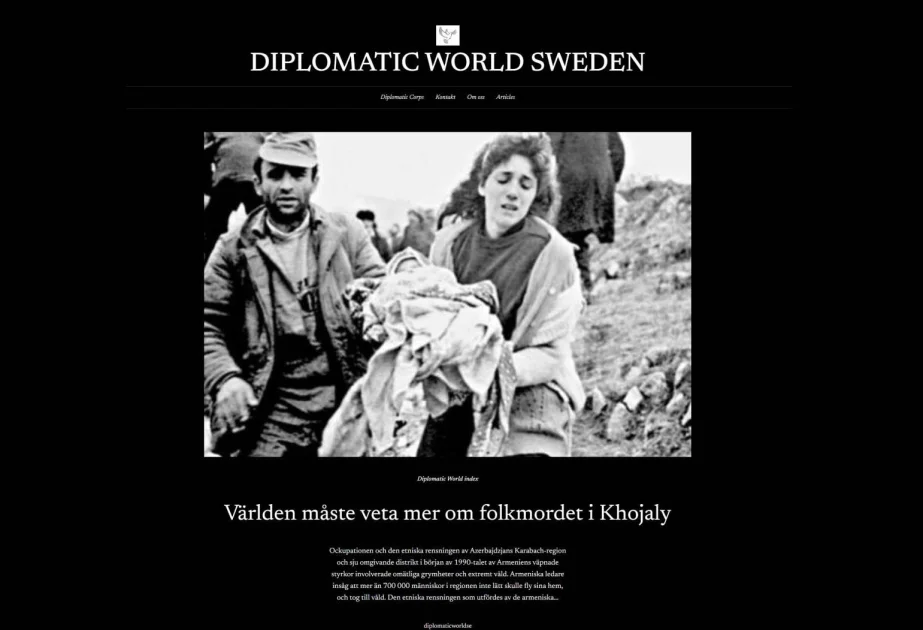 Diplomatic World Sweden посвятил статью трагедии в Ходжалы