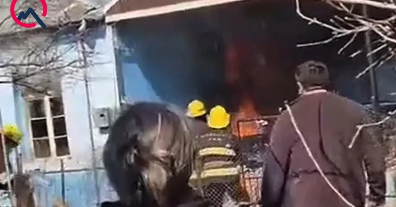 Ağcabədidə 4 otaqlı ev yanıb kül oldu Foto