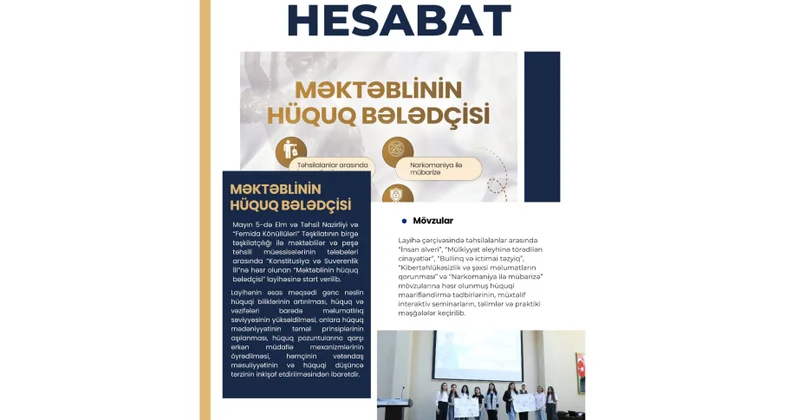 “Məktəblinin hüquq bələdçisi” layihəsinin ilkin hesabatı təqdim edilib