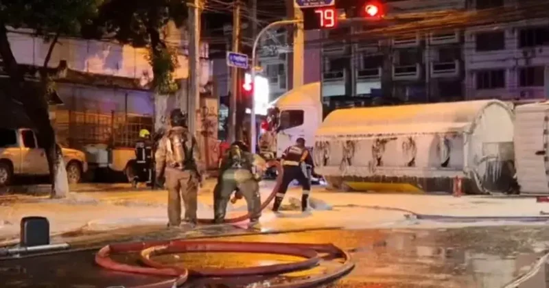 Taylandda tanker qəzası 600 litr benzin yola töküldü