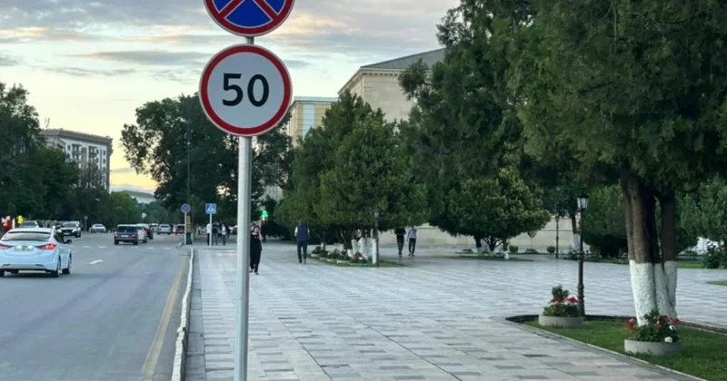 Naxçıvanda yol nişanları yenilənir FOTOLAR