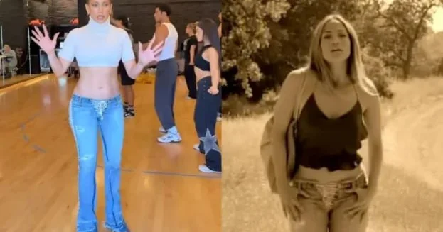 Cennifer Lopes 25 il sonra 2001 ci ildəki klip geyimini geyindi: FENOMENAL FİQUR VİDEO