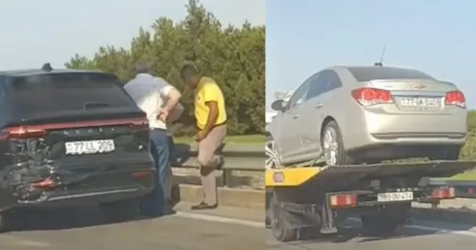 Mərdəkan yolunda zəncirvari QƏZA VİDEO