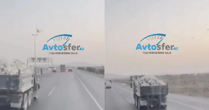 Normadan artıq kərpic yüklənən “KamAZ” sürücüsü təhlükə yaratdı VİDEO