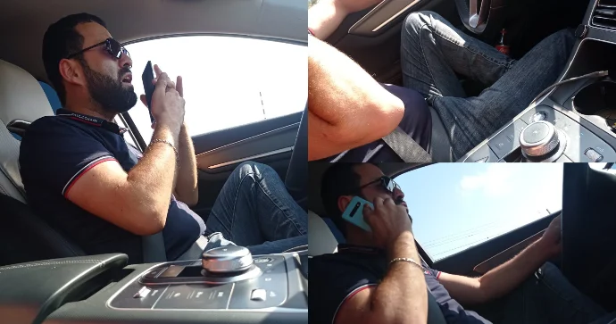Taksi sürücüsü telefon qulağında, ayağını da altına qoyub sərnişinə xidmət edir ŞİKAYƏT VİDEO
