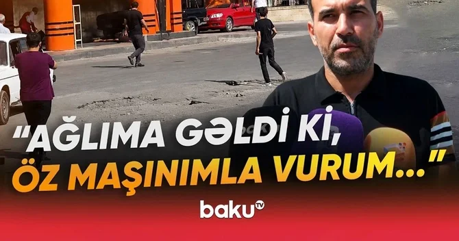 Yanan maşını öz avtomobili ilə vurub çıxardı