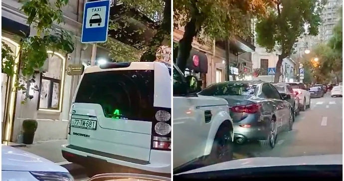 Taksi duracağı şəxsi dayanacağa çevrildi Sürücü yer tapa bilmədi VİDEO
