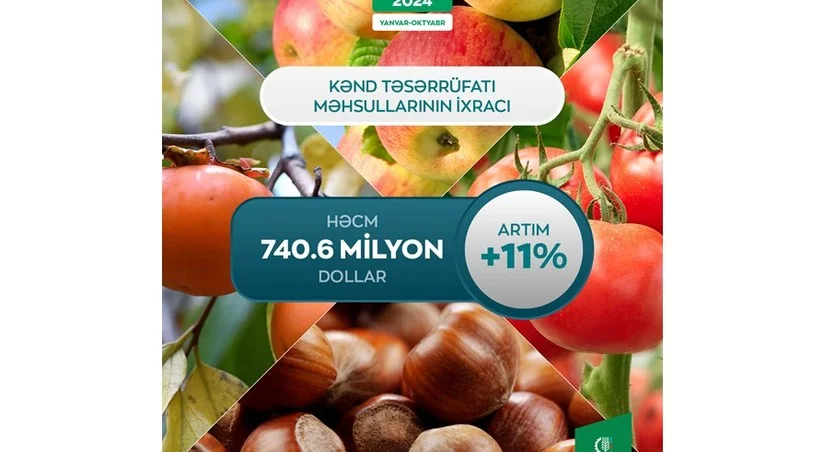 Azərbaycan kənd təsərrüfatı məhsullarının ixracından gəlirini 11 % artırıb