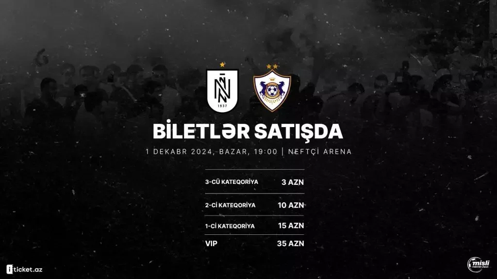 Neftçi Qarabağ matçının biletləri satışa çıxarıldı